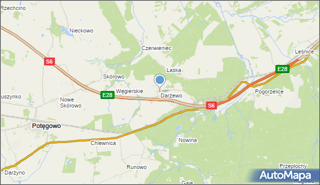 mapa Darżewo, Darżewo gmina Nowa Wieś Lęborska na mapie Targeo